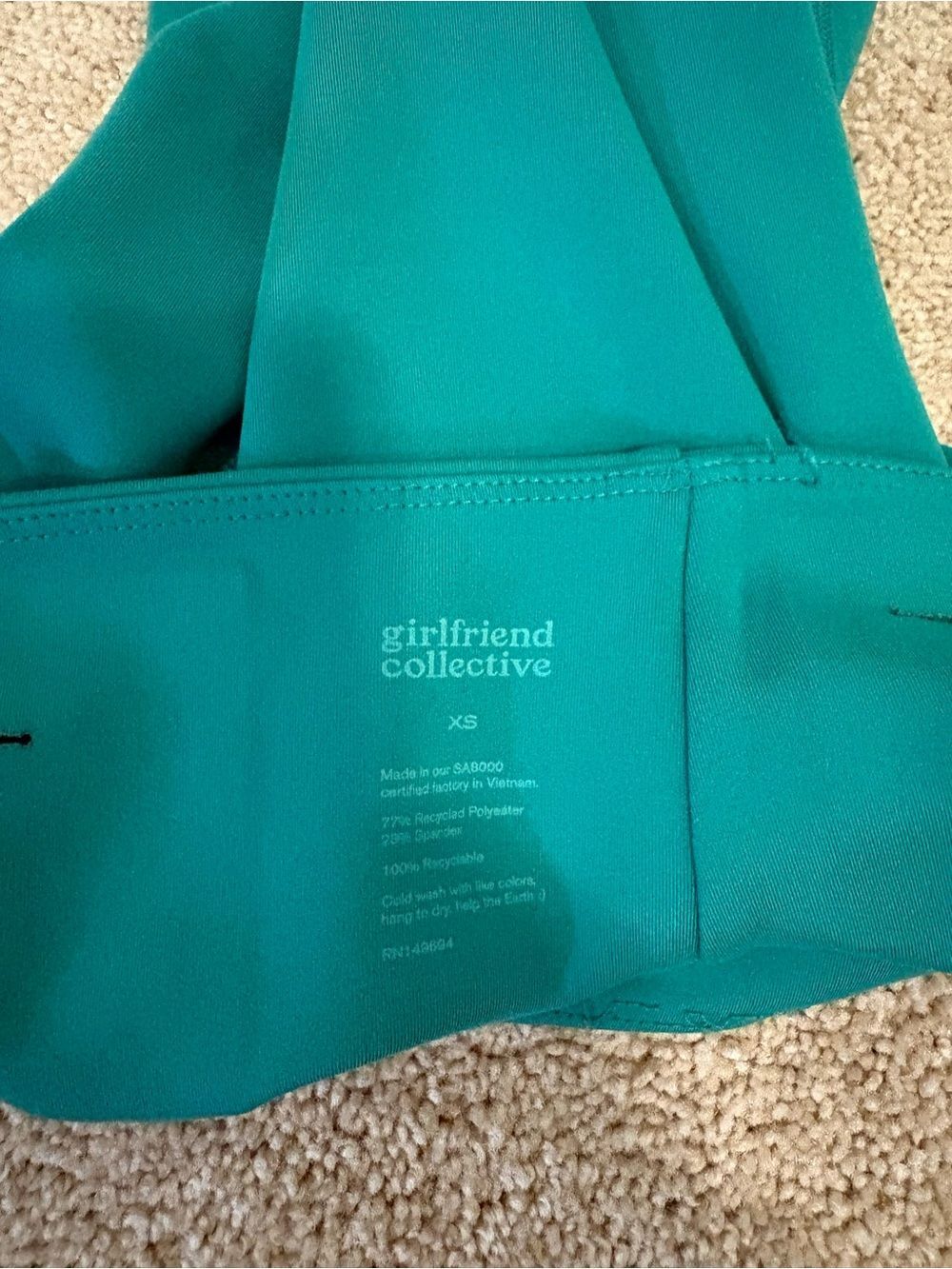 girlfriend collective Matching Tommy Sports Bra & Leggings Aspen Color Size XS - Picture 7 of 7